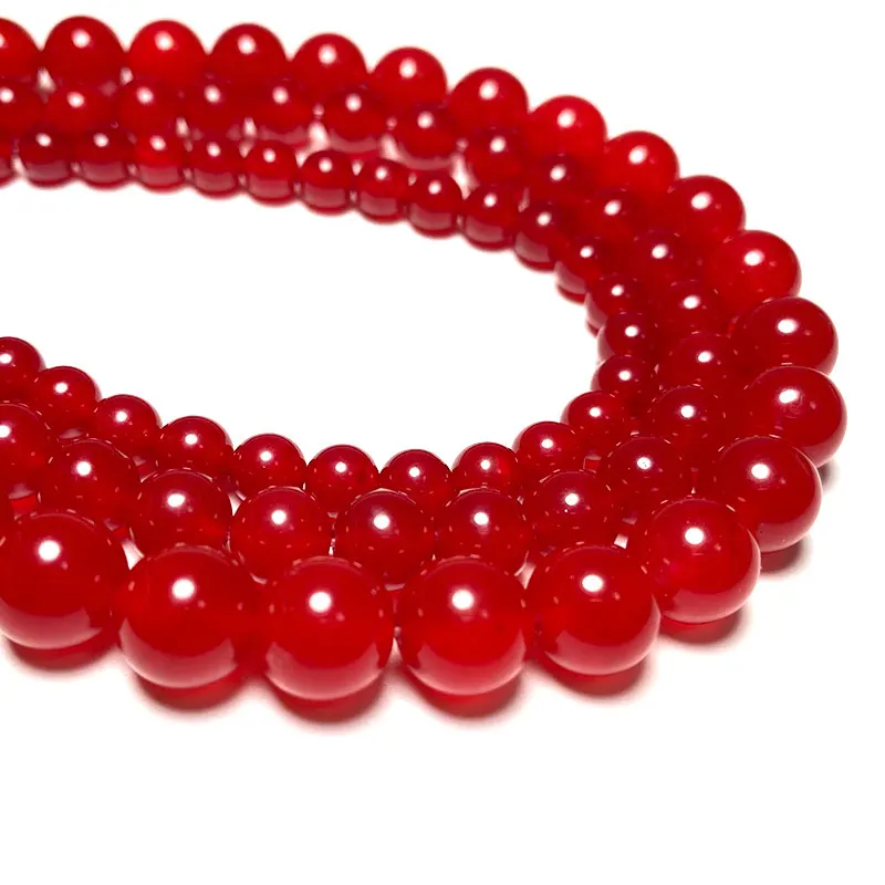 Wholesale Ruby Color Red Chalcedony Round Natural Stone Beads For Jewelry Making Diy Bracelet Necklace Accessories 4/6/8/10/12mm