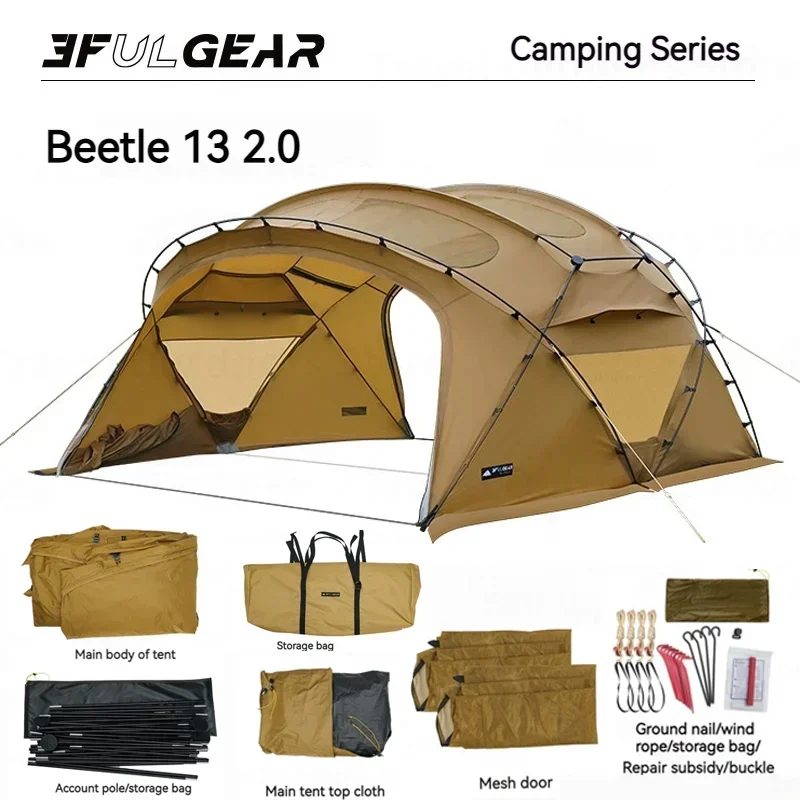 

3F UL GEAR BEETLE13 2.0 Camping Tent Spherical Upgrade Large Space Tunnel Dome Tent 2-3 People Outdoor 70D Nylon Waterproof Tent