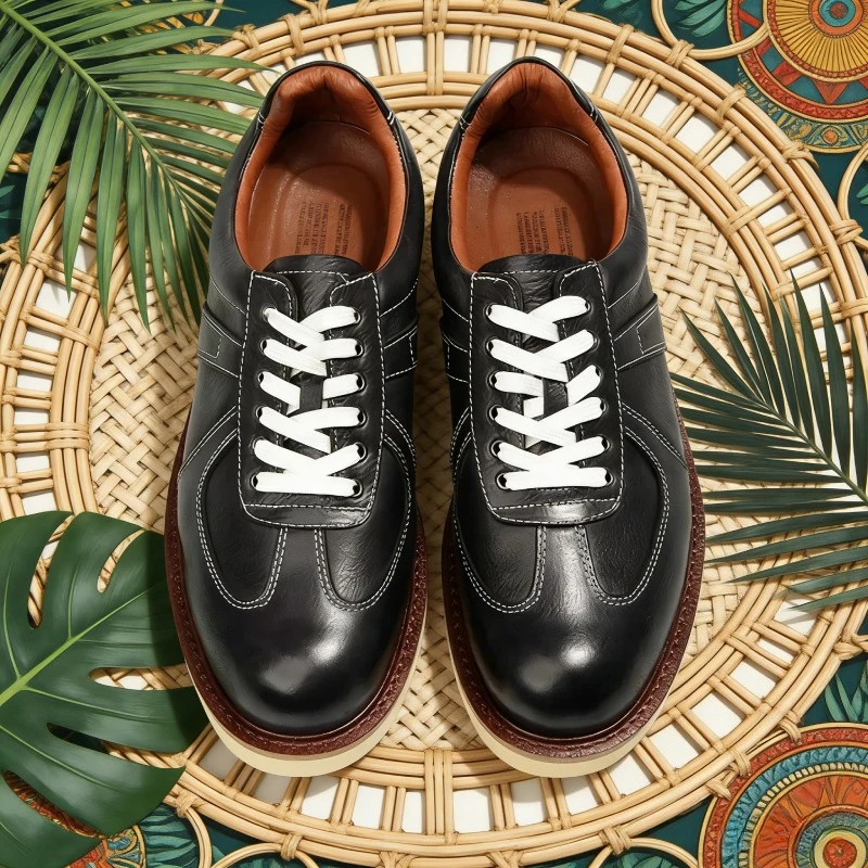 

Luxury Designer Retro Men Casual Business Shoes Genuine Leather Sneakers Men Lace Up Flat Derby Shoes Zapatos De Hombre