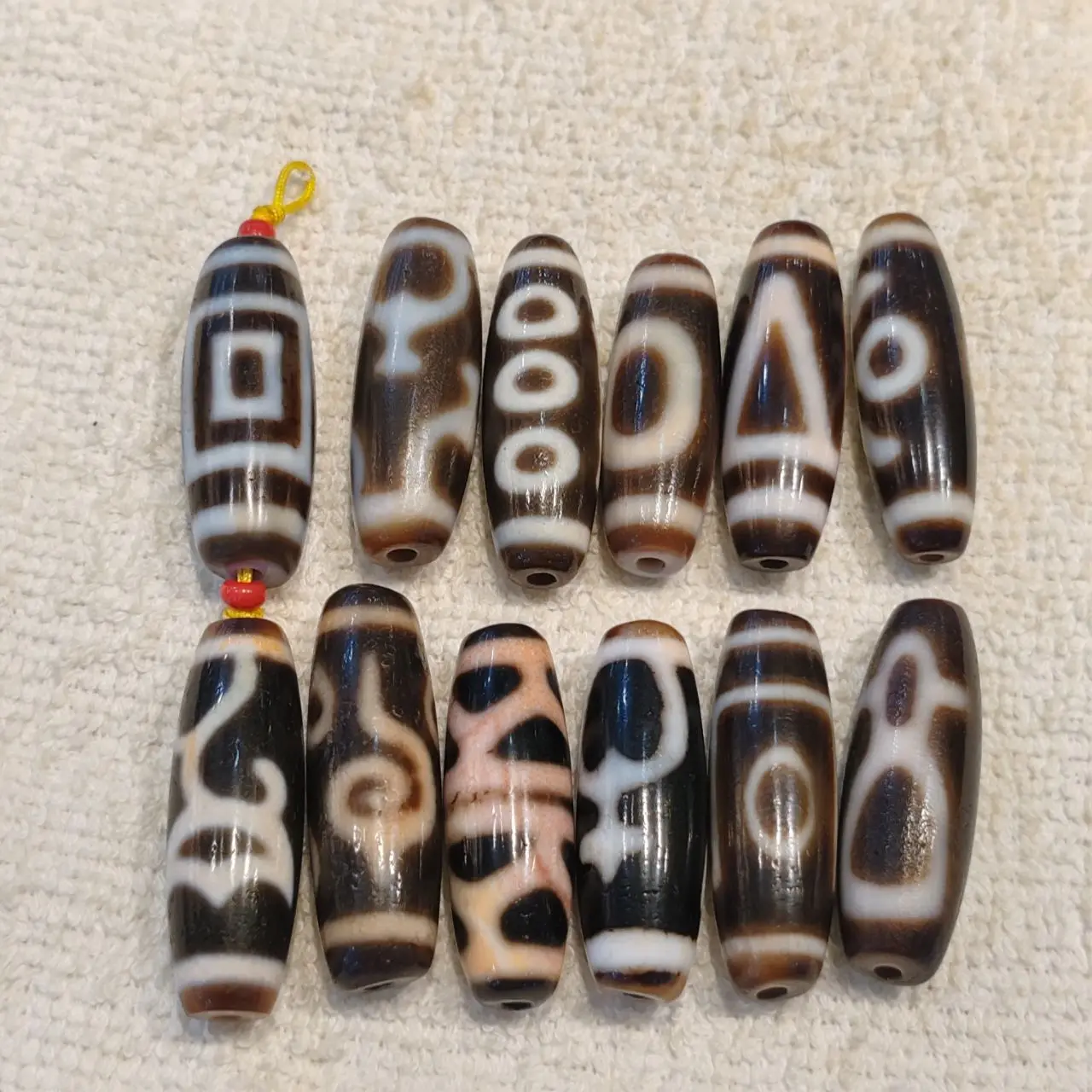 

Taiwan Permeation Craft Natural Agate Dzi Cinnabar Material Tibetan Totem Tianzhu Necklace Pendant DIY Accessories