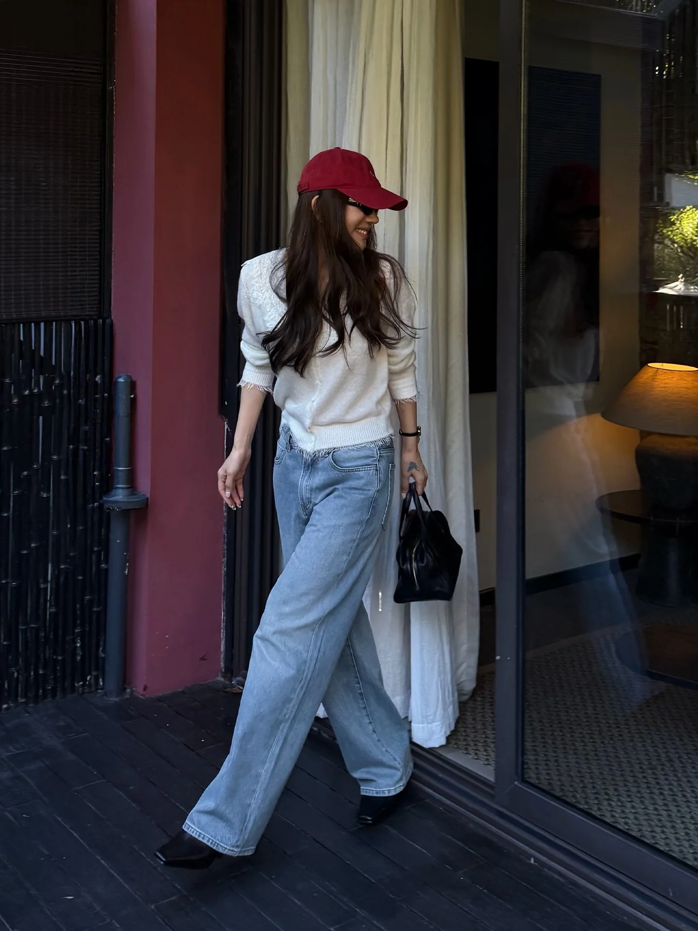 

Джинсы женские LiHuiEr Bluebell из улучшенного хлопка, прямые, с высокой талией, свободного кроя, премиум-класса, для зимы, повседневные