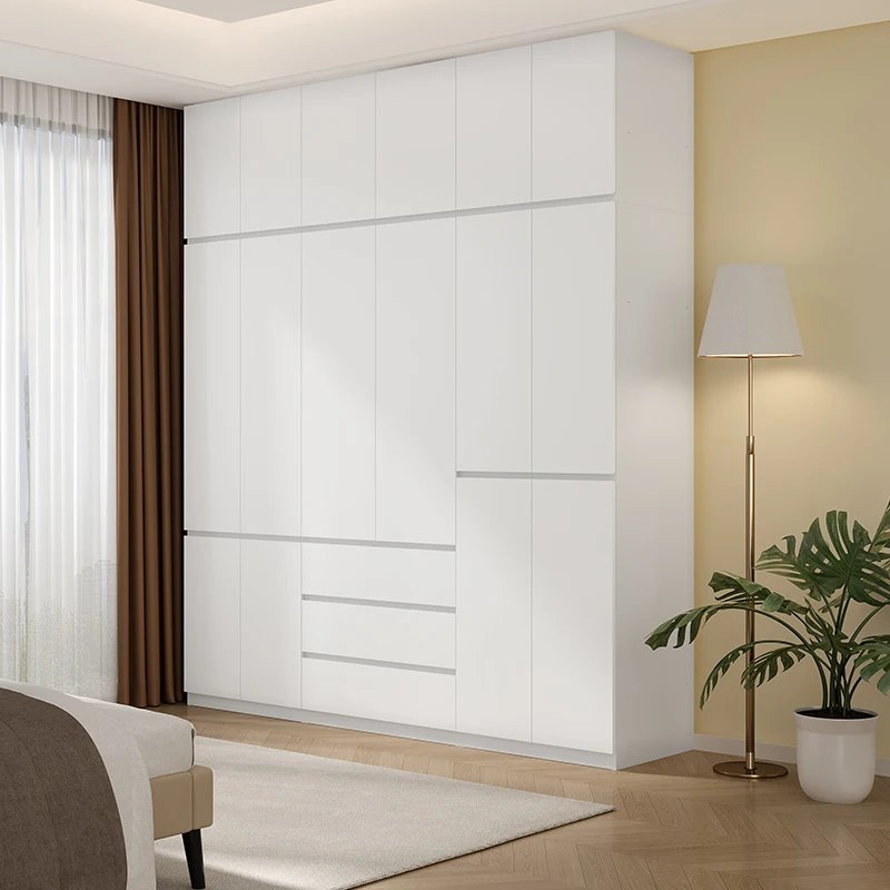 Steel wardrobe household bedroom floor segmented simple assembly with drawers rental room large wardrobe
