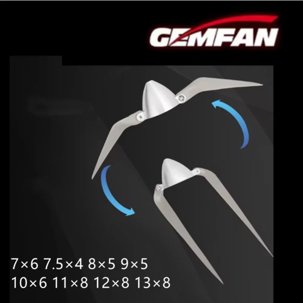 Gemfan 7inch to 13inch Folding Propeller Props Nylon for RC Airplane CAM Prop 2PCS 7×6 7.5×4 8×5 9×5 10×6 11×8 12×8 13×8