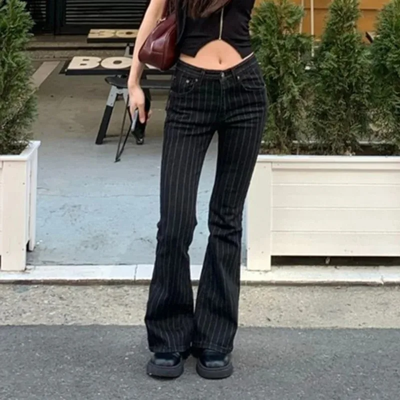 

American-style Personality Y2K Casual Slim-fit Striped Flared Pants Loose-fitting Comfort Versatile Basic Straight-cut Trousers