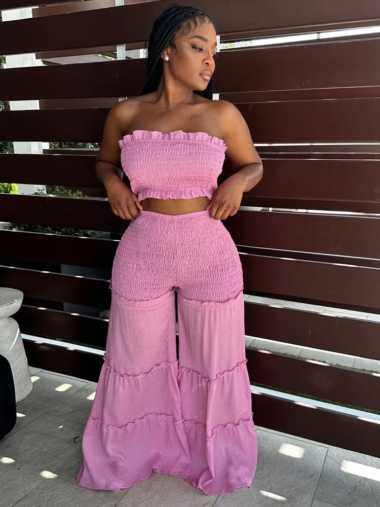 

Wmstar 2 Piece Sets Women Wholesale Vest and Pants Sets Solid Two Piece Set of Spliced Strapless Pants Matching Suit 2025