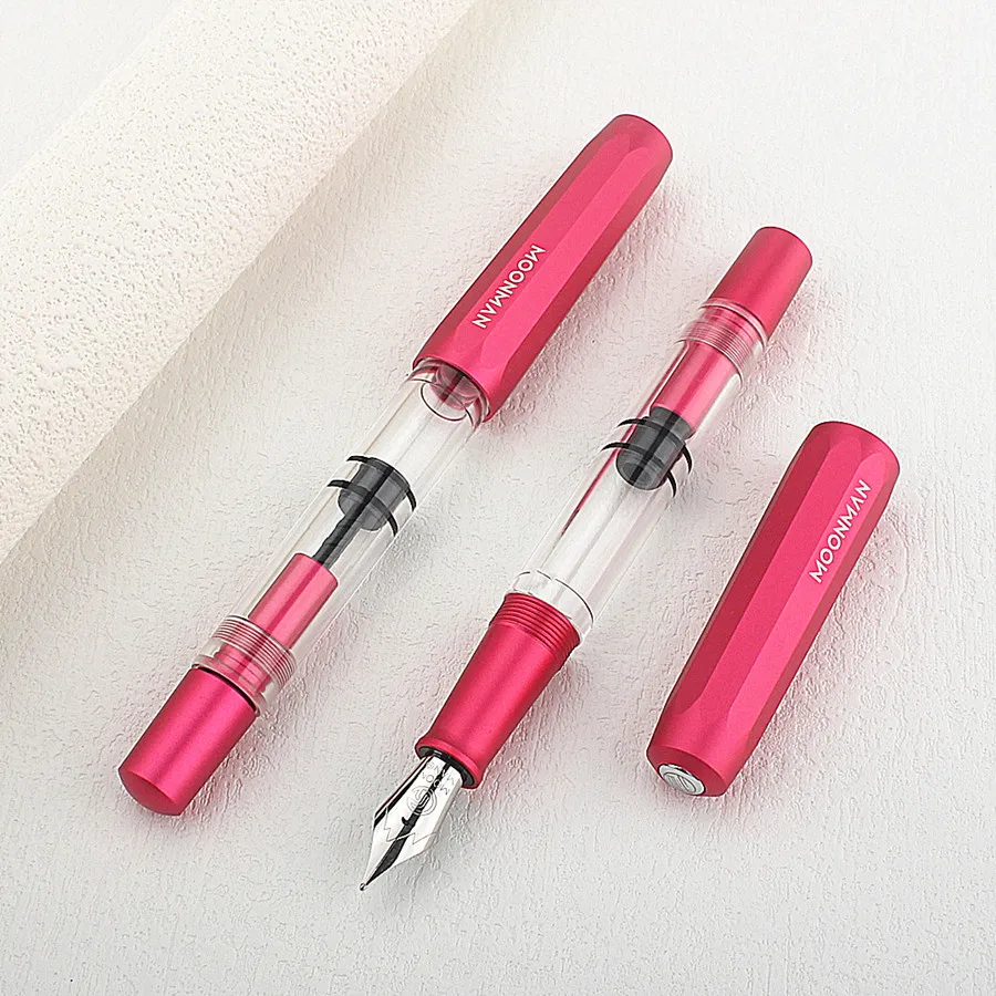 

1PCS T1 Acrylic & Metal Piston Fountain Pen Aluminum Alloy M Large-Capacity Gift Pen for Business Office