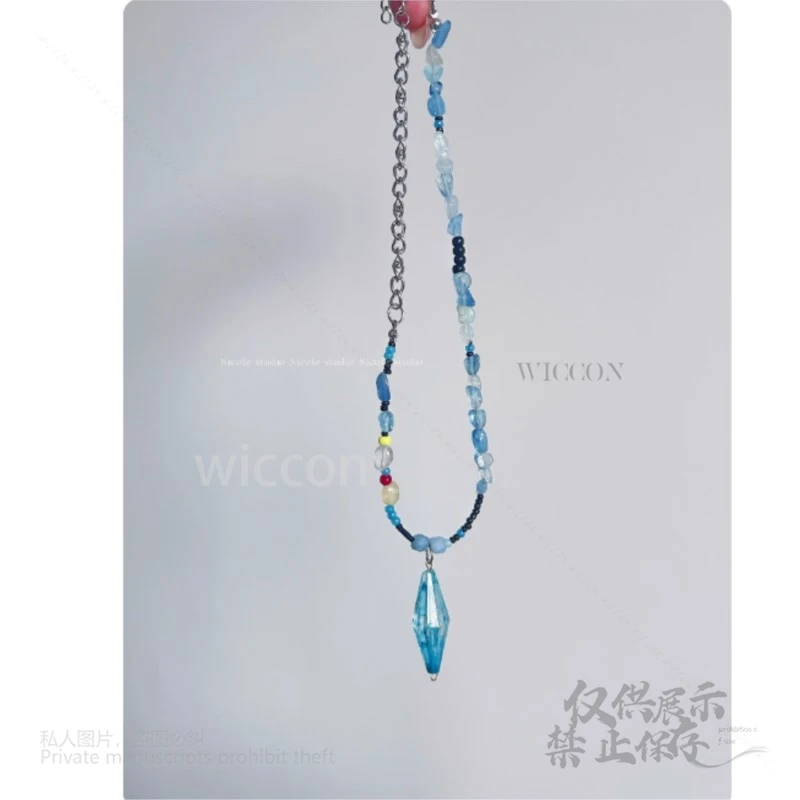 أنيمي لعبة الحب والعميق الفضاء رافاييل الزبرجد الطبيعي سحق حجر قلادة ملحق هدية الصيف الشاطئ تأثيري الدعامة زي