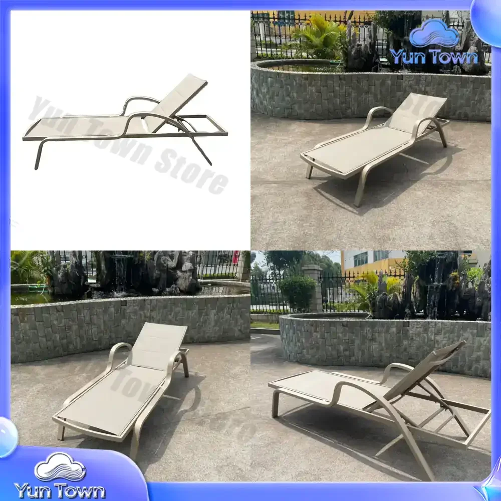 Unique Outdoor Garden Furniture Aluminum Frame Sun Lounger High Quality Chaise Lounge Swimming Poolside Recliner Chair For