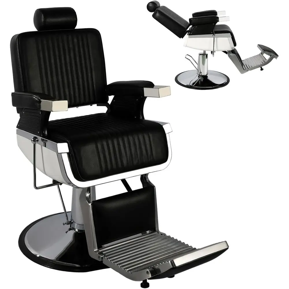 

Professional Black Reclining Barber Chair for Hair Stylists and Beauty Shampoo Armchair for Home Spa Use