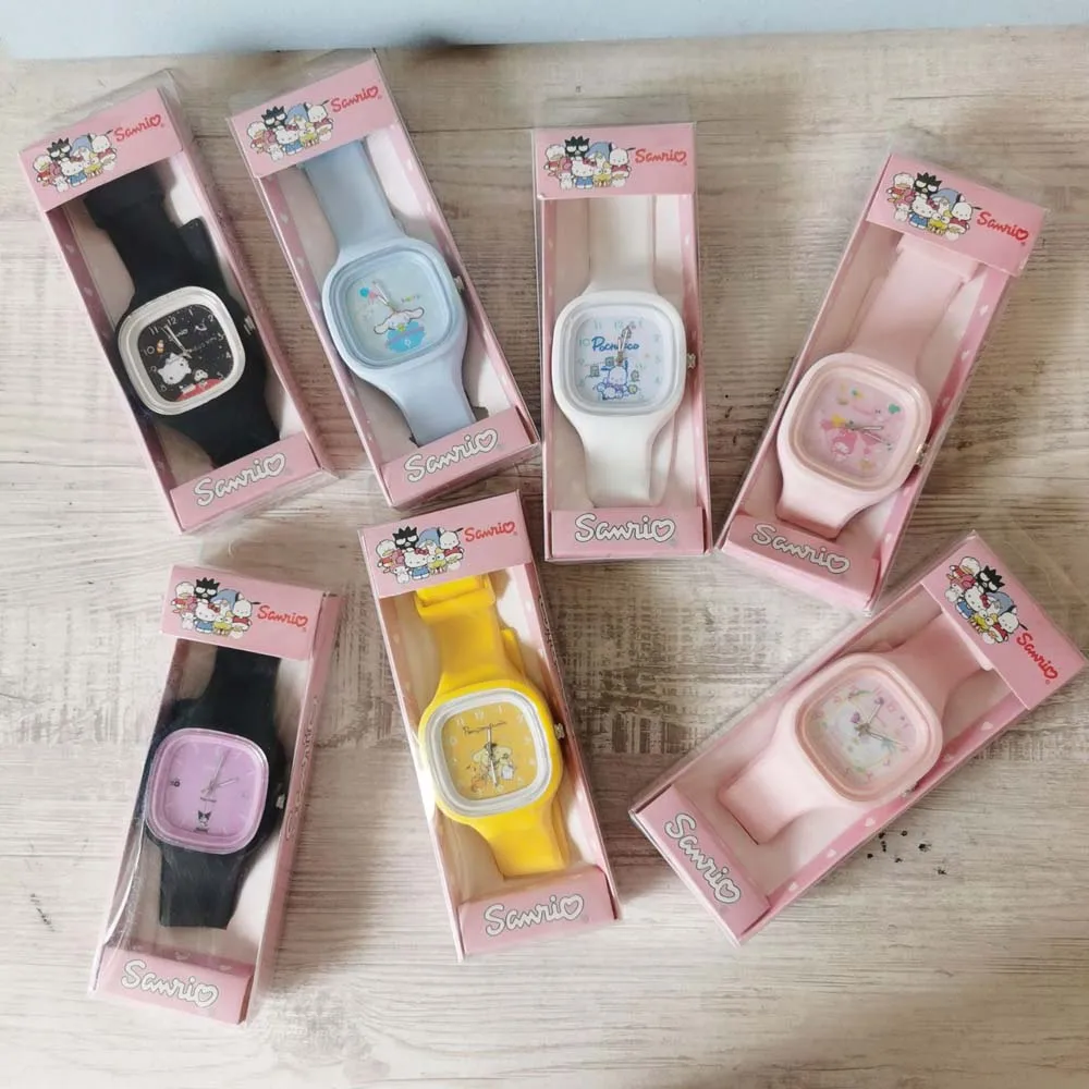 kawaii Anime  Sanrio Watches Hello Kitty Kuromi My Melody Cinnamoroll Lovely Glow Wrist Watch Casual Student Toys Gift