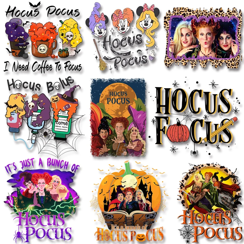 Hocus Pocus Halloween Vibe Witches Crew Sanderson Sister Iron on transfers Thermal Prints Heat transferDecals