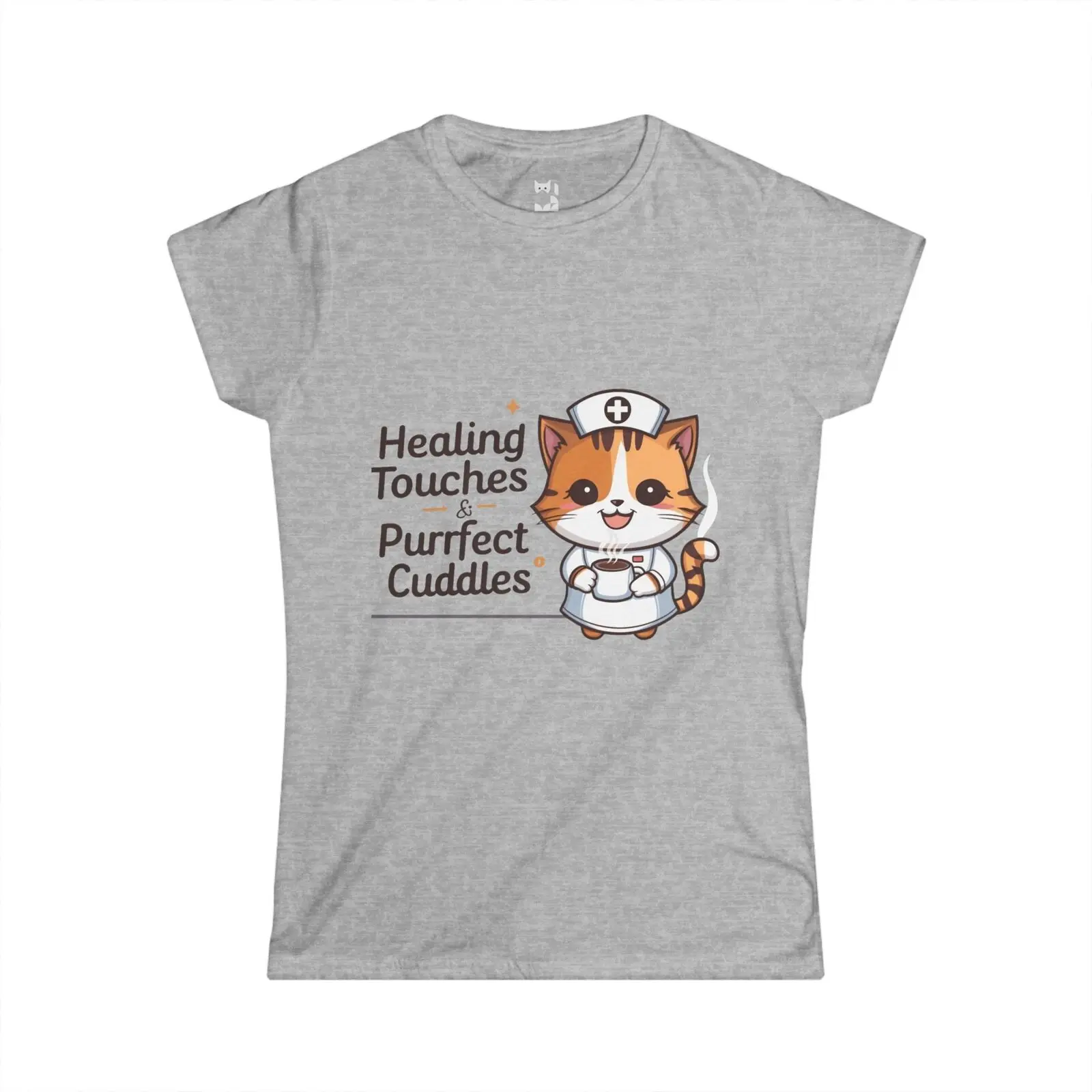 Nurse T-Shirt - Healing Touches & Purrfect Cuddles for Cat Loving Nurses