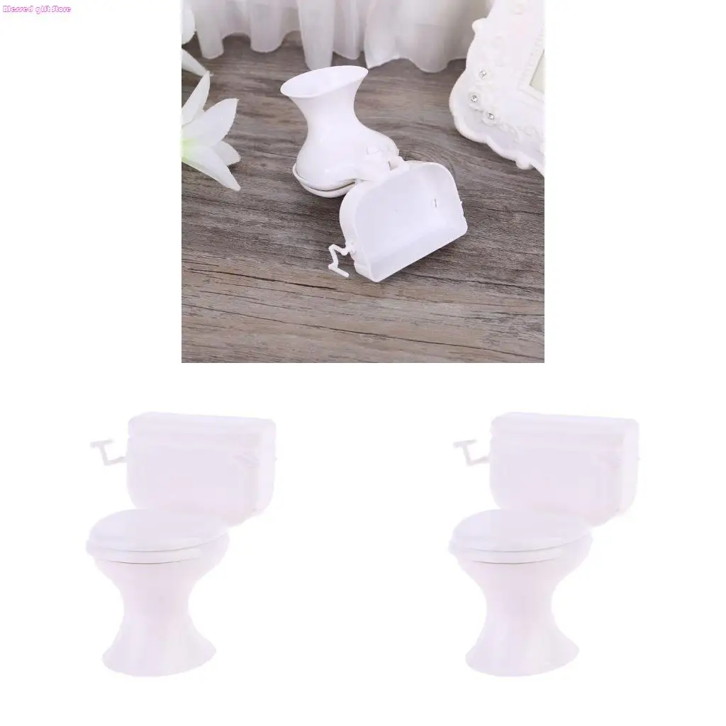 

D0JC Кукольный домик Миниатюрная мебель Винтаж Ванная комната Моделирование Белый туалет Детские ролевые игрушки Куклы