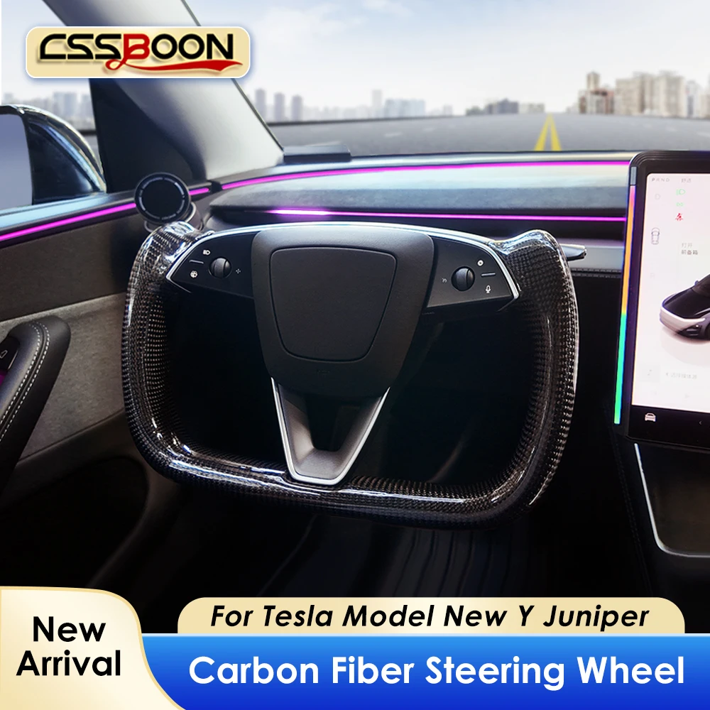 Carbon Fiber Steering Wheels for Tesla Model Y Juniper Heated Matte Glossy Custom Yoke Steering Wheel New Y Accessories