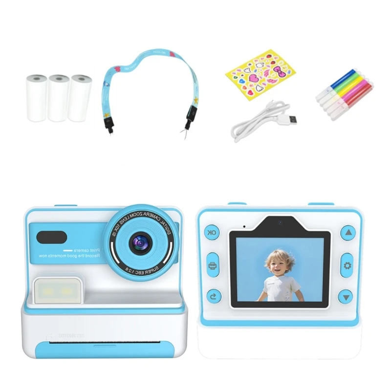 Cámara digital para niños imprime instantáneamente doble lente pantalla 2,4 pulgadas grabación vídeo 1080P capacidad