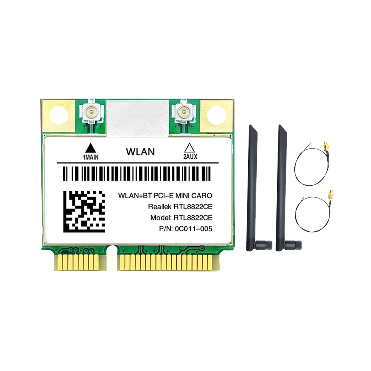 

RTL8822CE WiFi Card+2XAntenna 1200Mbps 2.4G+5Ghz 802.11AC Network Mini PCIe BT 5.0 Support Laptop/PC Windows 10/11