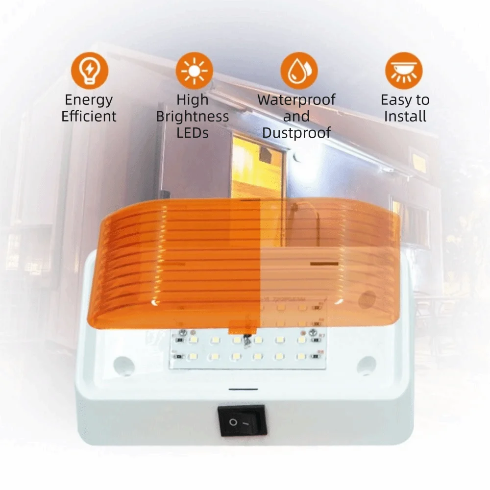 12V Power LED Porch Light Waterproof Design Color Temperature Camper Van Light 24LED Motorhome Awning Light Motorhome Interior