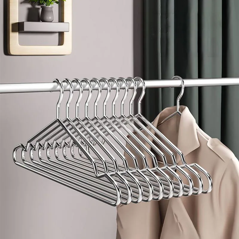 New 10/20pcs Stainless Steel Coat Hanger Closet Clothes Organizer Shirt Wardrobe Storage Save Space Adults Children