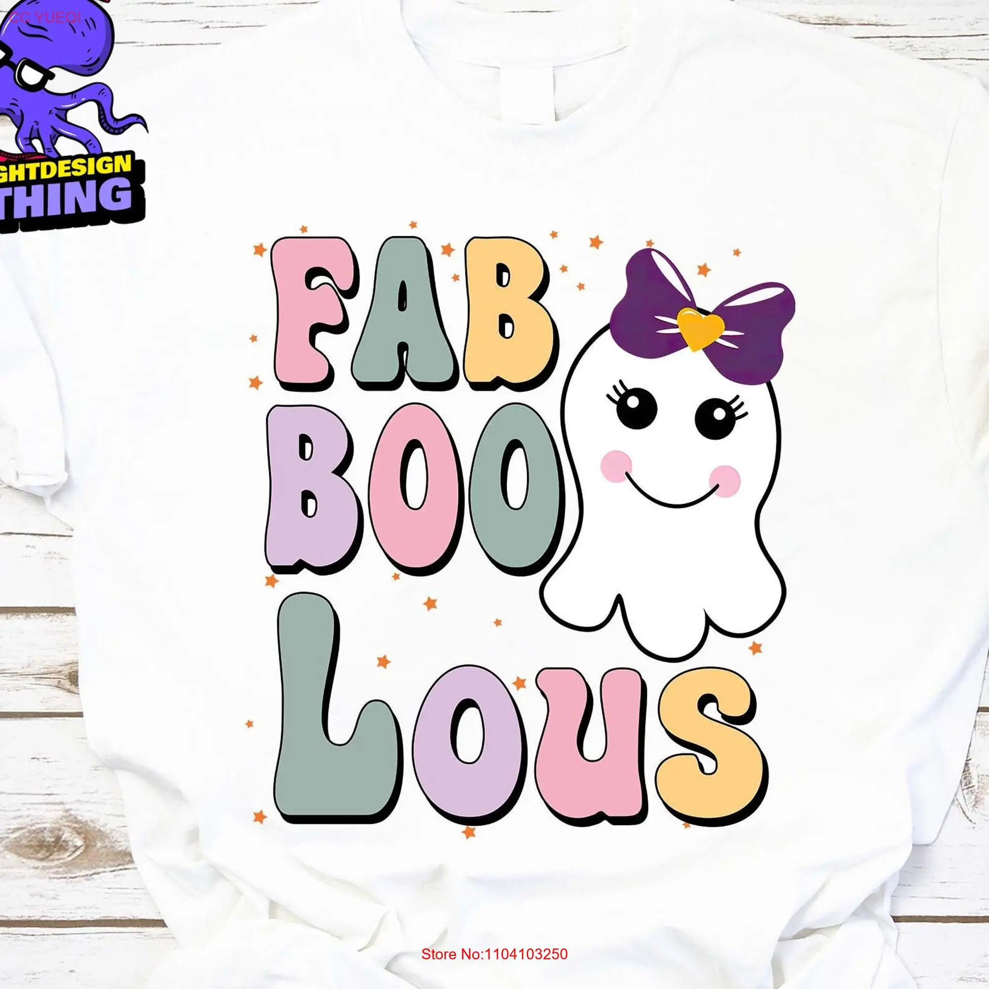 Fab Boo Lous Halloween T Shirt Girl GhosT Spooky Cute Baby long or short sleeves