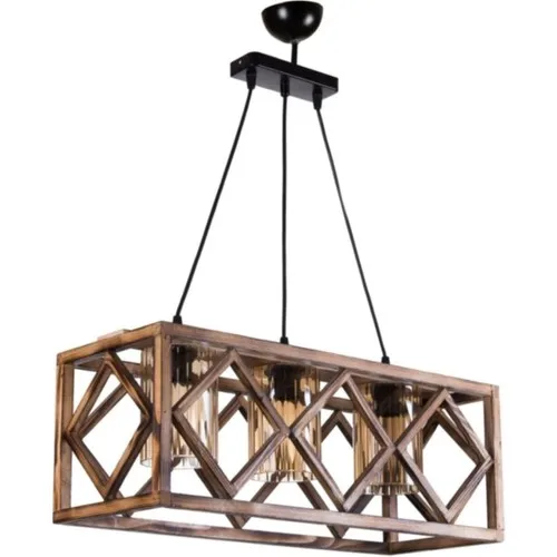 

Sweet basil Tile Wood 3'lü Glazed Wooden Chandelier