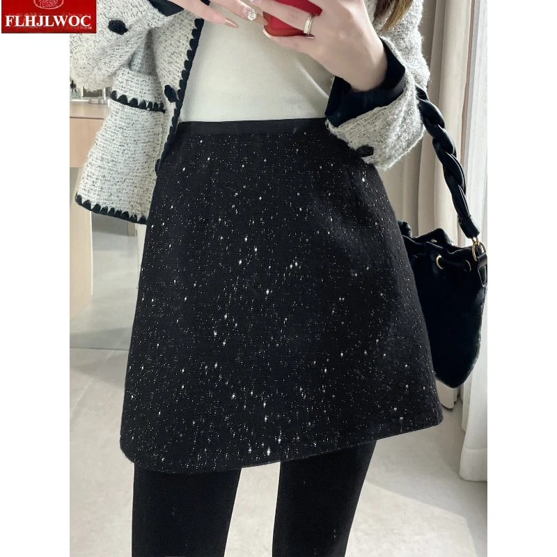 厚手のミニスカートオールマッチ新年キュートスイートガールズ日本プレッピースタイル女性ハイウエストファッション FLHJLWOC ブラックブリンスカート