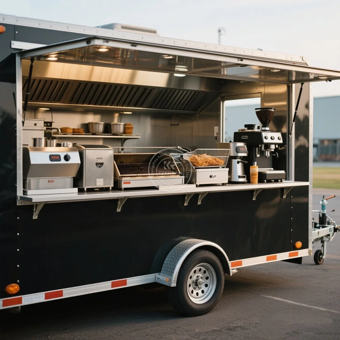 Custom Hot Dog Cart Trailer Stainless Steel Grill and Compact Storage Cabinets Food Truck Trailer for Sale
