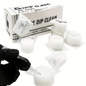 24pcsタトゥーディップカップキャップタトゥー使い捨てディップフォームリンスキャップカップ針とチップリンスディップクリーンプロフェッショナル 8ベストセールスタトゥー家具-3