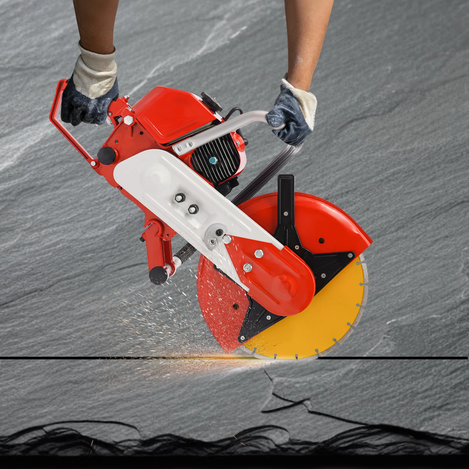 

2.9KW Gas Concrete Saw Gas Powered Concrete Cutter 12" Blade 78.5cc 2-Stroke Engine for Heavy-Duty Construction Cutting