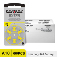 60PCS Hearing Aid Batteries Rayovac Extra Battery A10 10A PR70 Size 10 High Performance Zinc Air Battery For Digital Hearing Aid