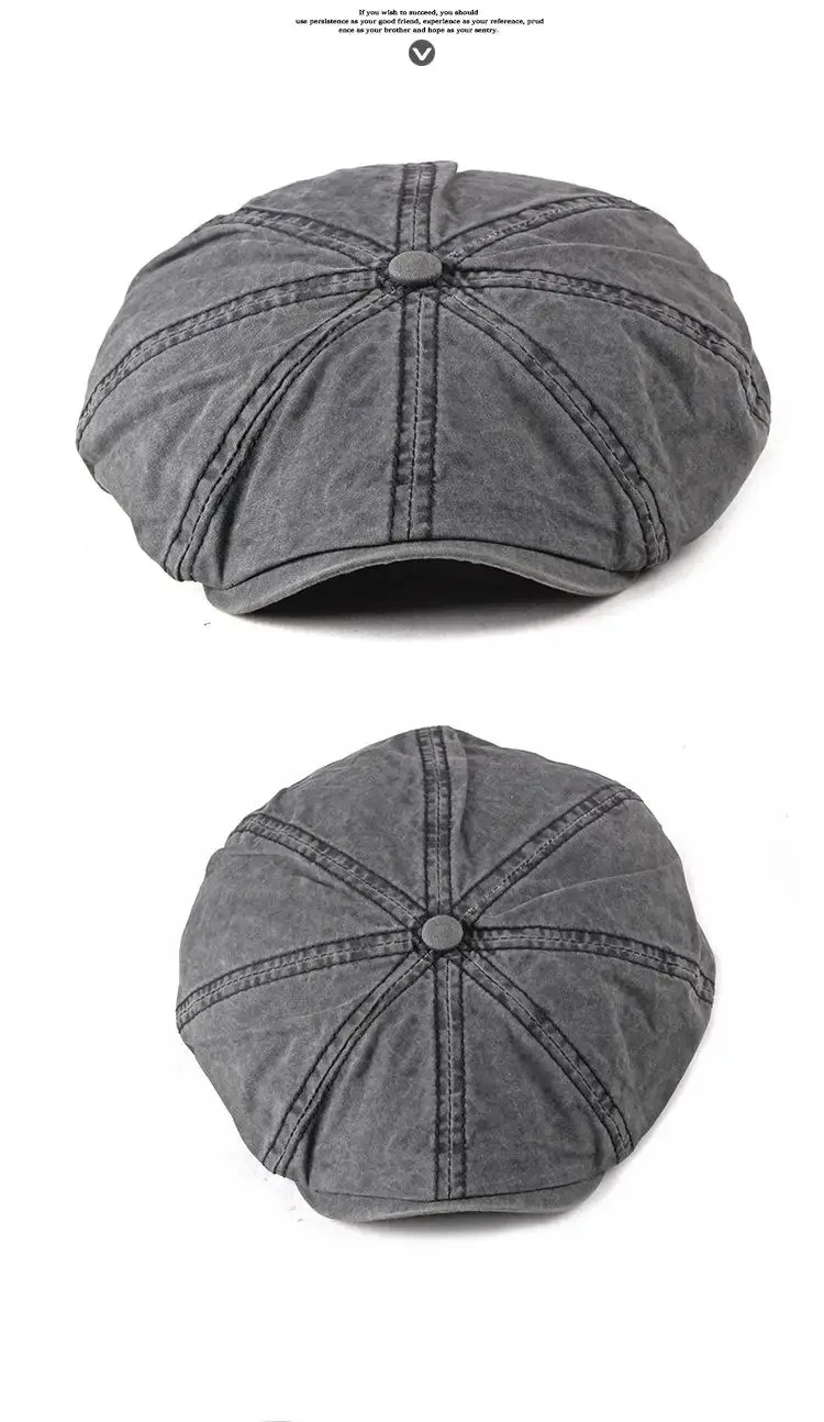 Denim Peaked Cap Herren Damen Baskenmütze Hut neue Mode Zeitungs jungen Kappen Outdoor Streetwear gewaschen lässig Vintage Boina Hüte – Detail 4