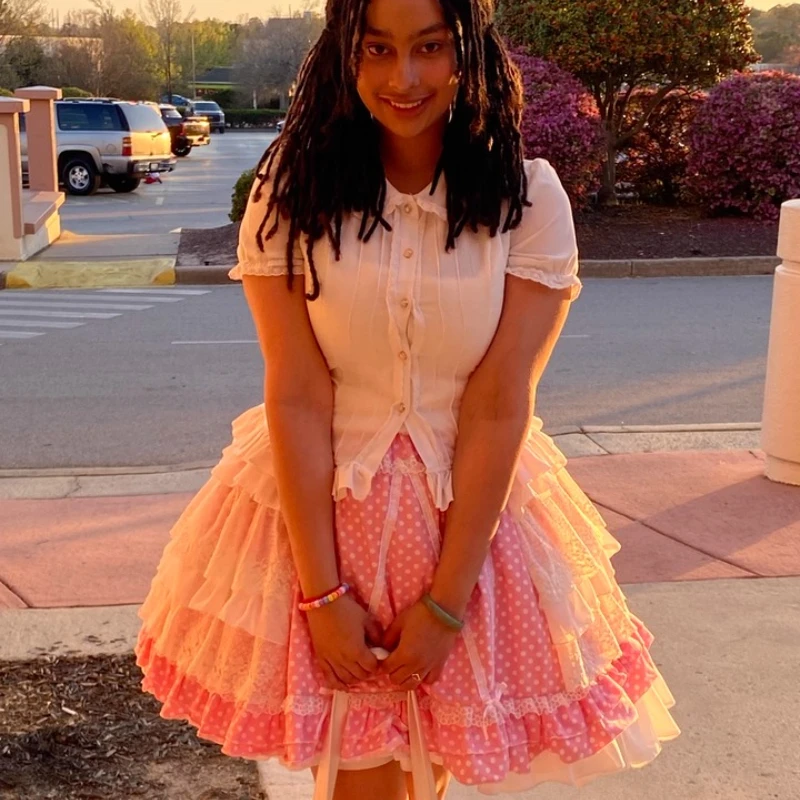 Jupe gâteau en dentelle à pois rouge pour femmes, Design Original, mignonne, rétro japonais, nouvelle collection douce Lolita, jupes courtes bouffantes pour dames