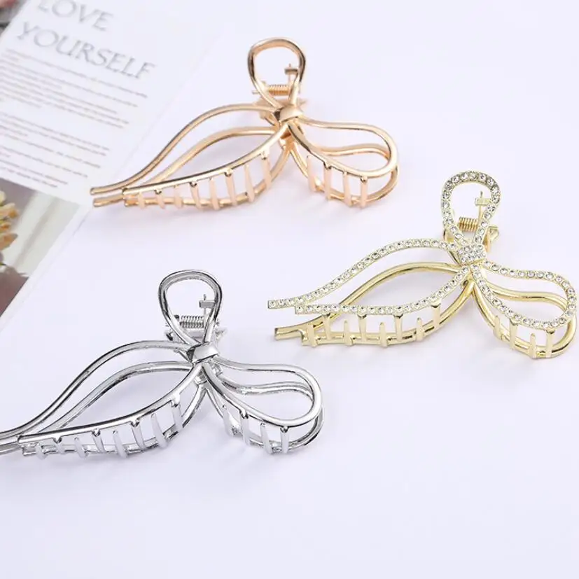 MY27 Simple Bow Tie Hairpin for Women Summer Large Back Scoop Shark Clip High Horsetail Clasp Clip Headwear Hairpin