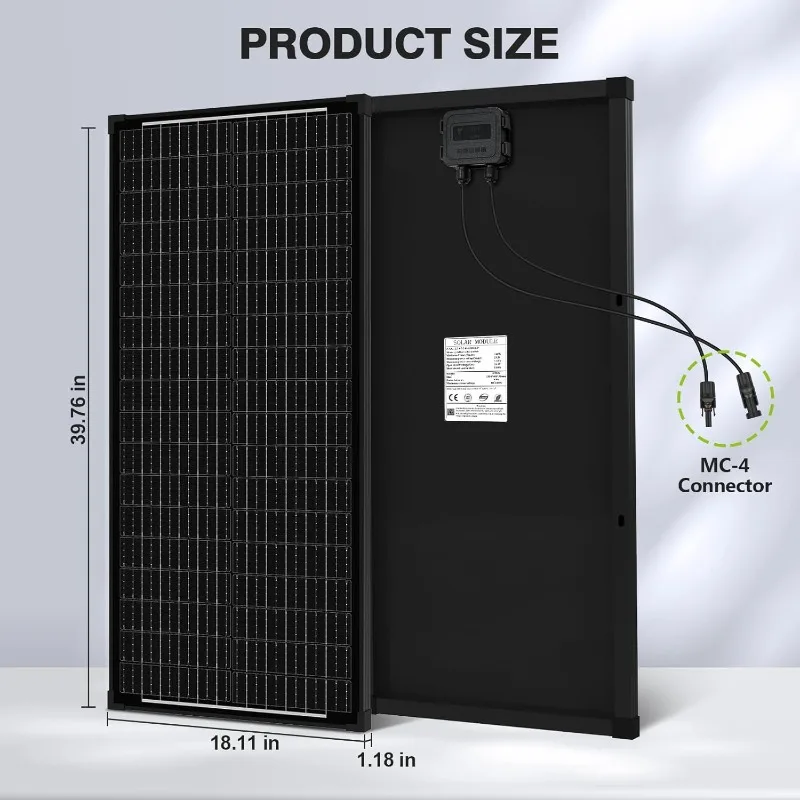 home.100 Watt Solar Panel, 12V Monocrystalline PV Module 25% High-Efficiency for Home RV Rooftop Boat Caravan Cabin Farm Off-Gri