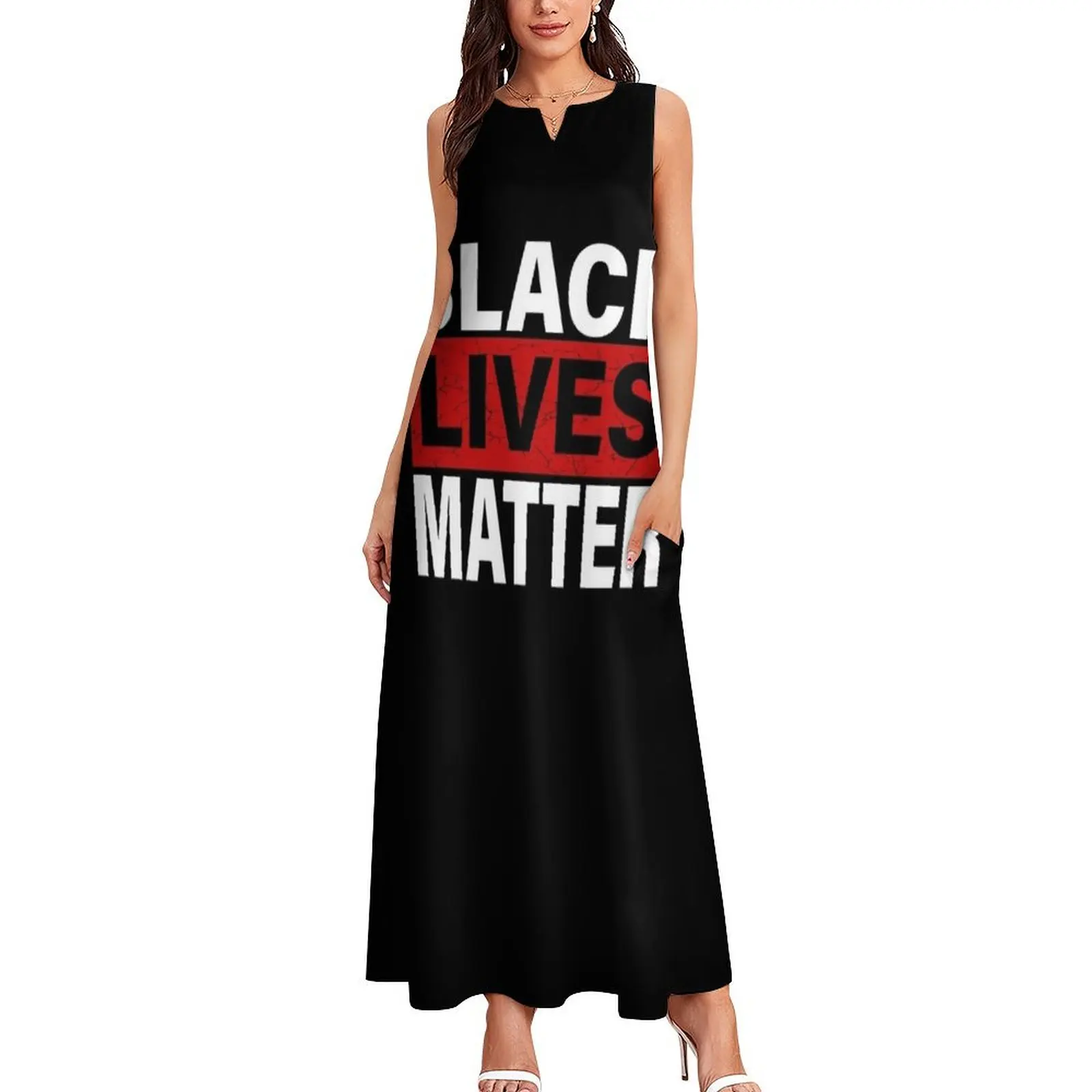 Black Lives Matter T-shirt met namen van slachtoffers - BLM lange jurk luxe dames feestjurk Jurk voor zwangere vrouwen