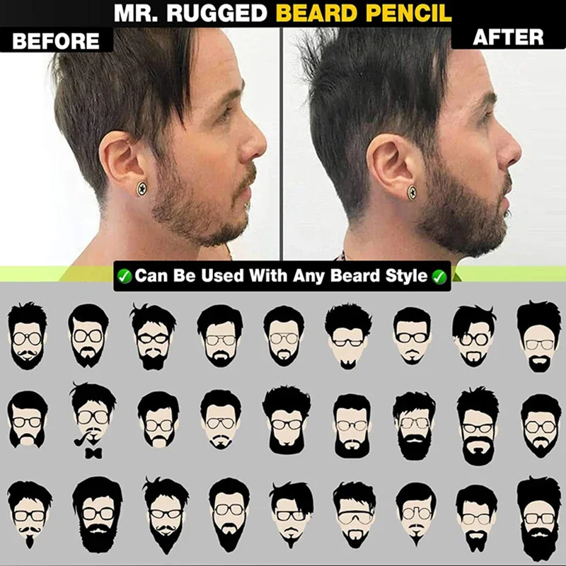 Hot Beard Stuffing Pen For Men Waterproof Moustache Filling Pen Coloring Filler Beard Enhancer Beard Pencils  Anti Hair Loss