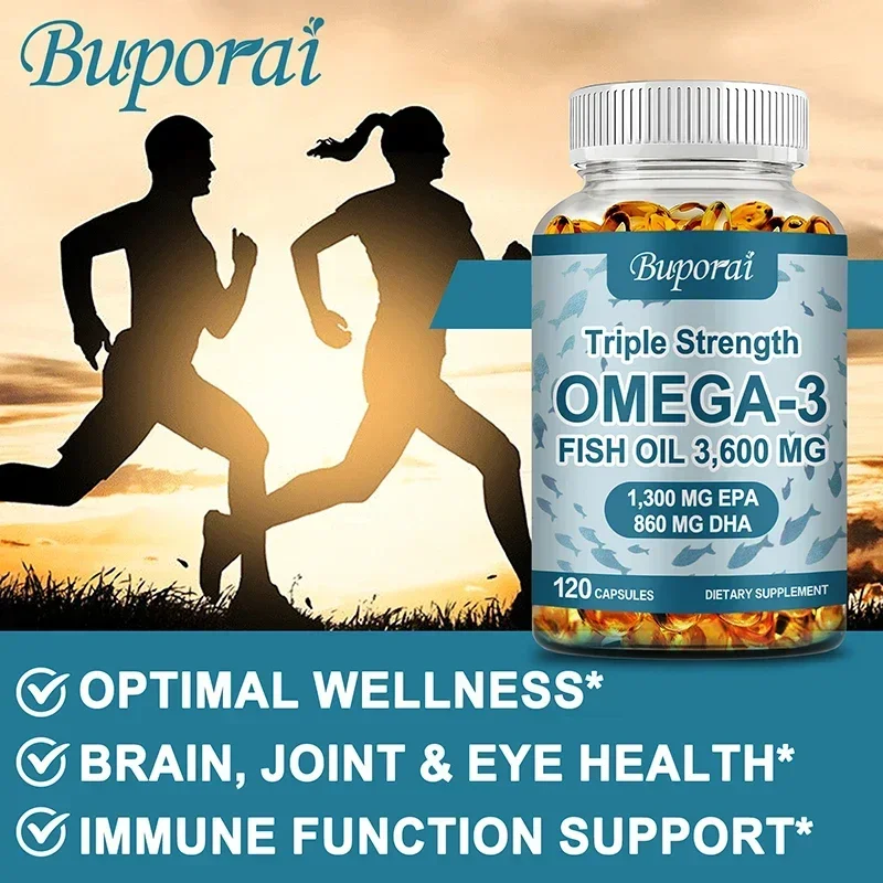 Omega 3 Fish Oil - Promotes Joint, Eye, Skin Health, Supports Fatty Acids, Immune Support