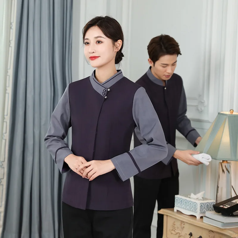 

Work Clothes Women's Long-Sleeved Suit Hotel Room Aunt Cleaning Service Uniform Autumn and Winter Clothing PA Housekeep