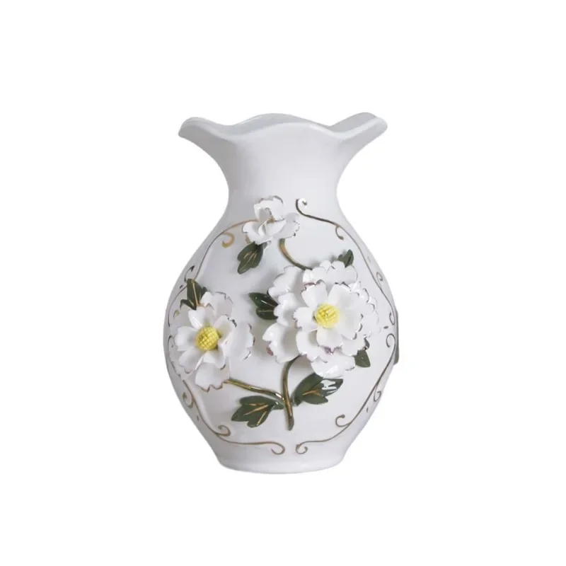 Modern simple hand-squeezed flower arrangement European ceramic flower vase ornament New living room flower arrangement