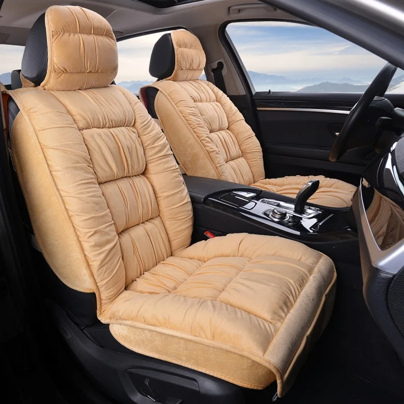 Winter Short Plush Car Cushion Full Surrounded  Car Seat Cover Set Non-slip and Free Binding All Seasonal Universal Seat Cover