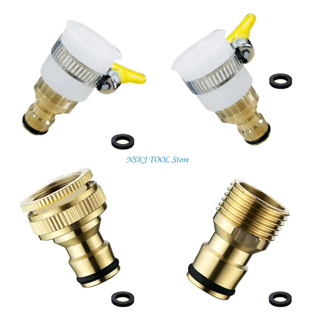 L8RC Sturdy Brass Washing Machine Tap Converter for Easy Hose Attachment Use