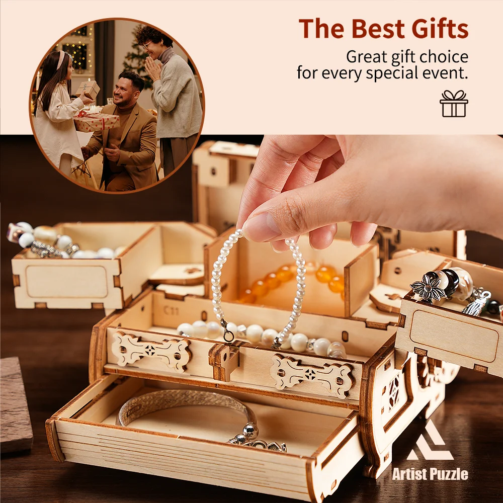 3D Puzzle Wood Kit Adults Diy Model Crafts Decoration Puzzle Handmade Toys 3D Model Jewelry Boxes Christmas Gifts For Kid Girl