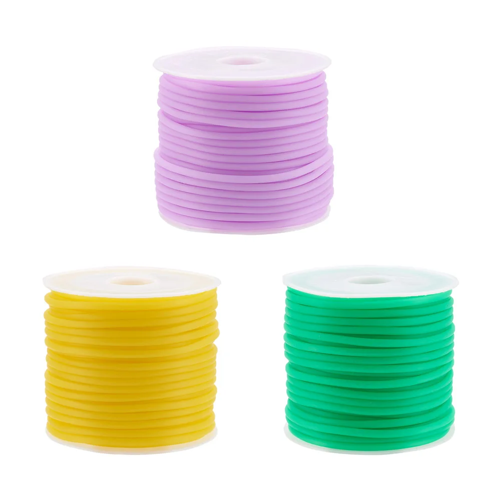 3 Roll 2mm Hollow Pipe PVC Tubular Cord Colorful Synthetic Rubber Threads for DIY Earring Necklace Bracelet Jewelry Craft Making