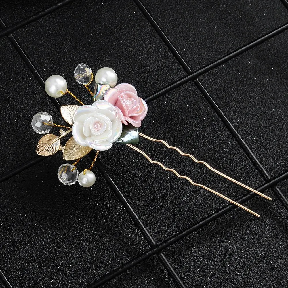 Perle U-förmige Haars pange Gabel Haarschmuck Kopf bedeckung Kopf bedeckung Geschenk Hochzeit Braut Haarschmuck Strass Haarnadeln – Detail 5