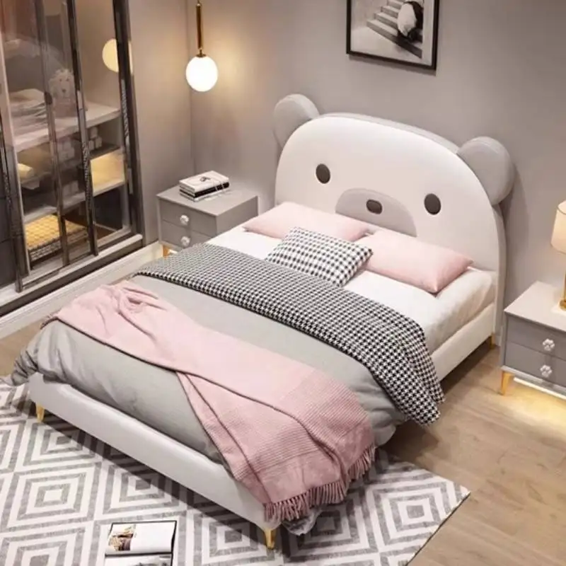 

Minimalist White Kids Beds Luxury Simple Safety Single Custom Kids Beds Wooden Design Modern Lit Pour Enfants Furniture Home