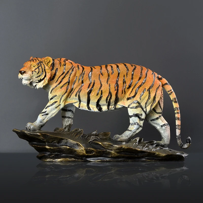 29CM large HOME office Company SHOP Spiritual art TOP GOOD Color Bronze Tiger Sculpture LUCK Mascot Decorative statue