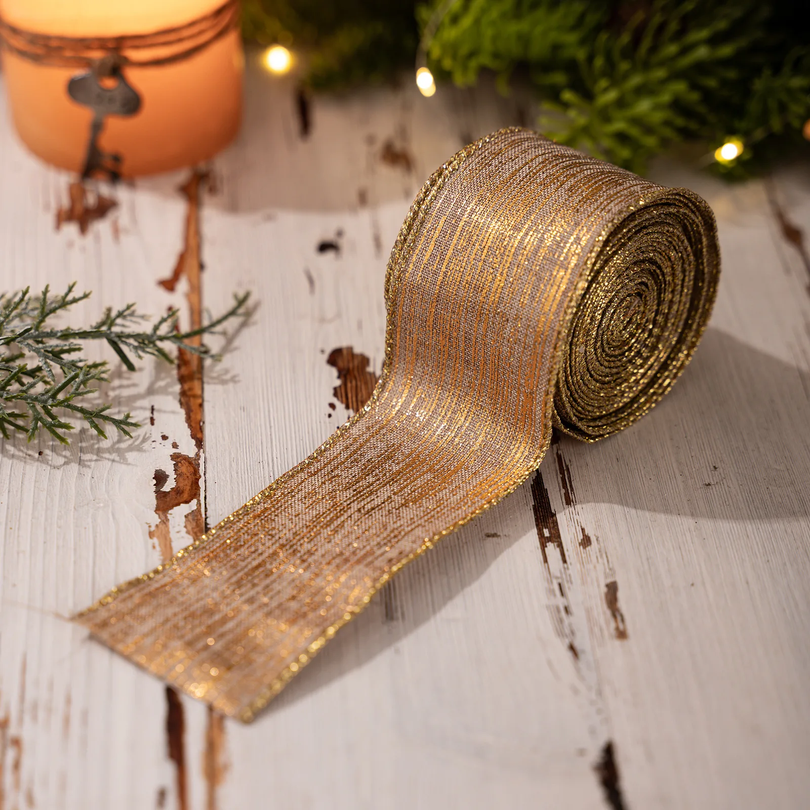 Christmas Ribbon Multi Functional Champagne Gold Ribbon Christmas Craft Ribbon Elegant For Floral Wreaths Craft Projects Gift