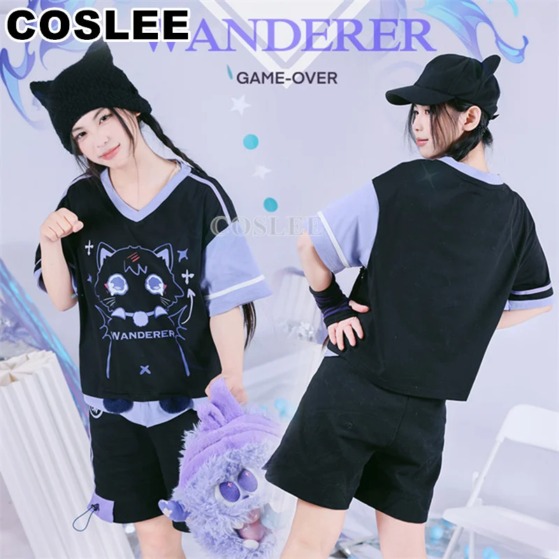 

COSLEE Wanderer Scaramouche T Shirt Cosplay Genshin Impact Costume Lovely Daily Wear Casual T-shirt Top Men Tee Derivative Cloth