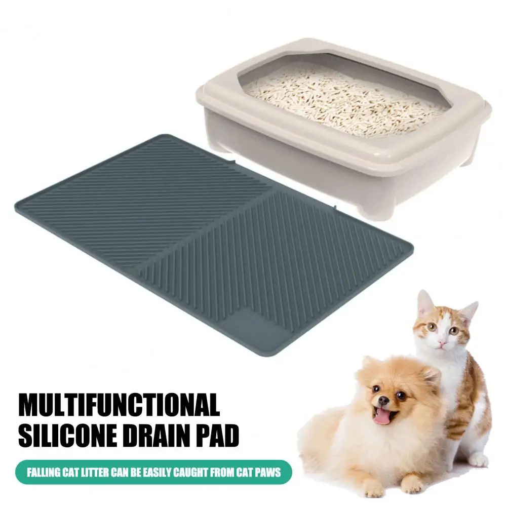 Large Waterproof Cat Litter Mat Scatter Control Pad Non-absorbent Multi-functional Raised Edge Pet Mat