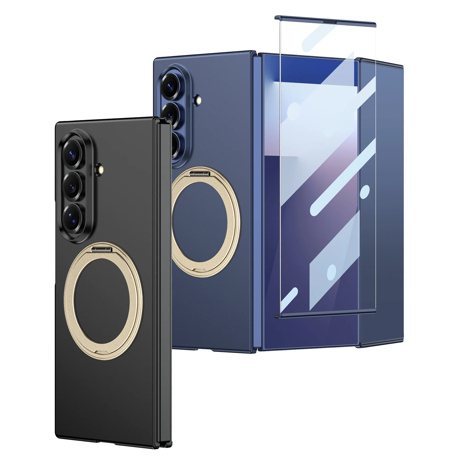 

For Samsung Galaxy Z TriFold Case Super Slim Ring Holder Design With Film Protector Mobile Phone Cover