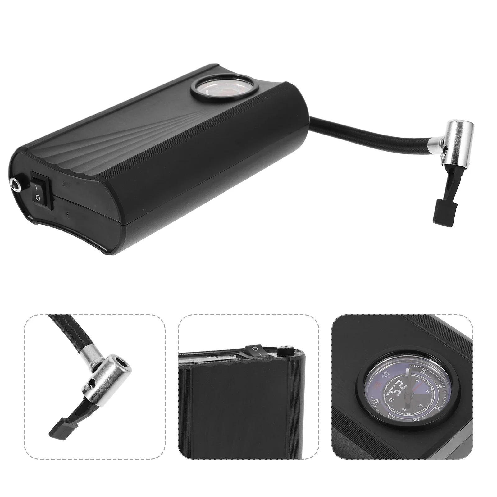 Bomba de aire portátil para coche, inflador de neumáticos recargable de 12V, ABS negro, apagado automático, sobrecarga, inflado rápido eficiente